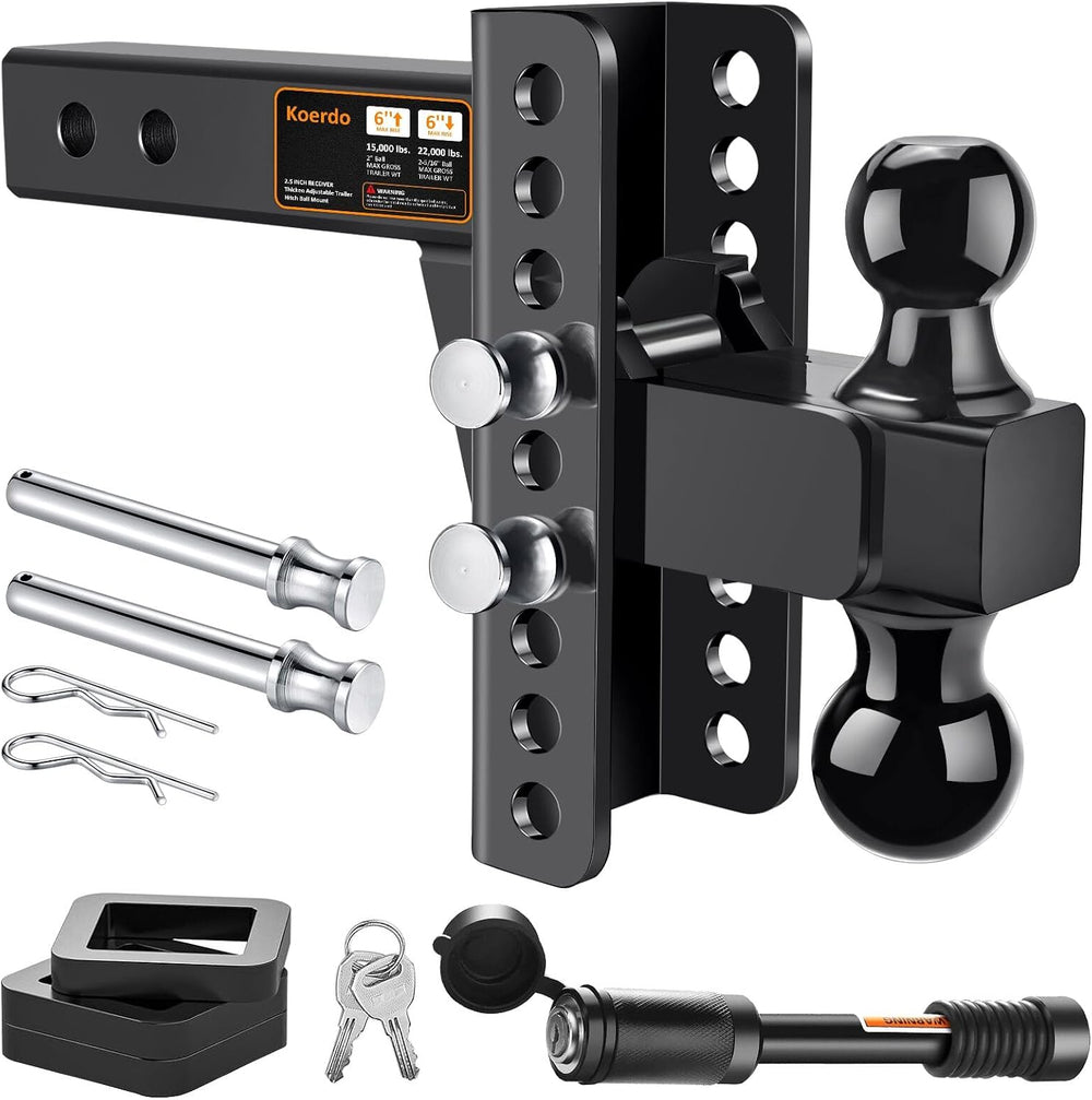 Adjustable Trailer Hitch Fits 2.5" Receiver, Drop Hitch & Tow Hitch ...