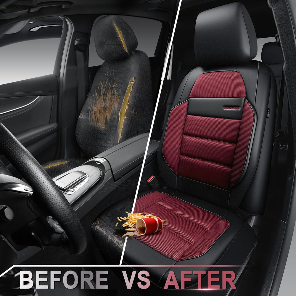 CAR PASS Memory Foam Seat Covers Front, Airy Cool Mesh Thick Car Seat Covers,...