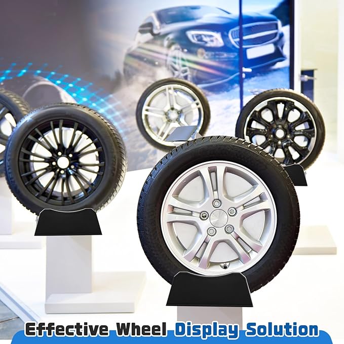 2 Pcs Car Tire Display Stand Wheel Display Rack Adjustable Width Rim Storage