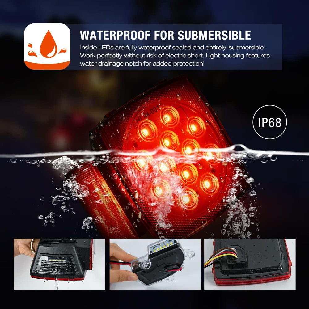 Nilight Square LED Trailer Light Kit 2PCS Stop Turn Tail Side Marker Light