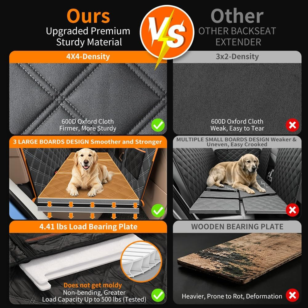 KYG Hard Bottom Dog Car Seat Cover for Back Seat