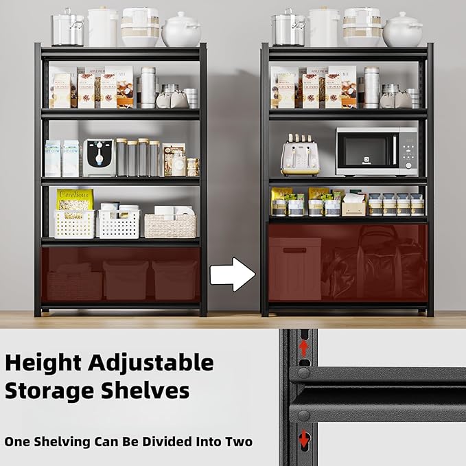 6 Tier Metal Shelving Unit, Adjustable Storage Shelves, Living Room