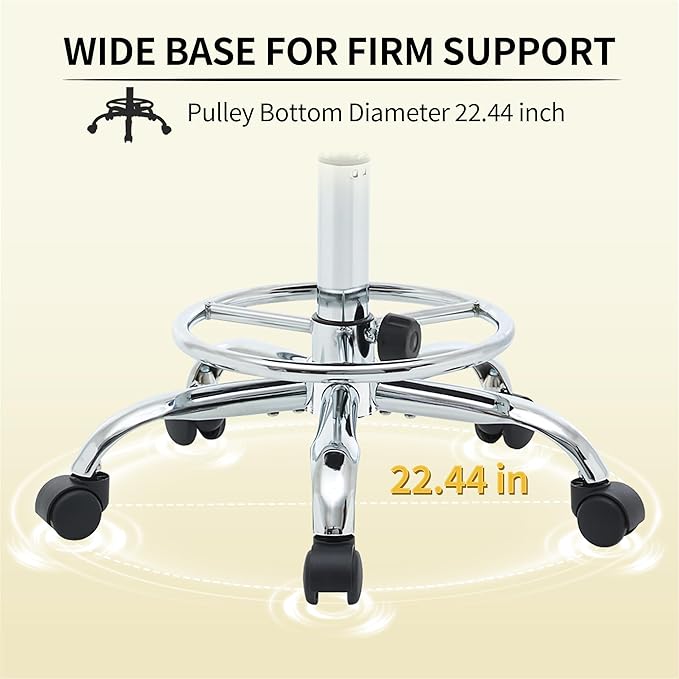 Rolling Stool with Back, Adjustable Height Foot Rest Rolling Salon Chair