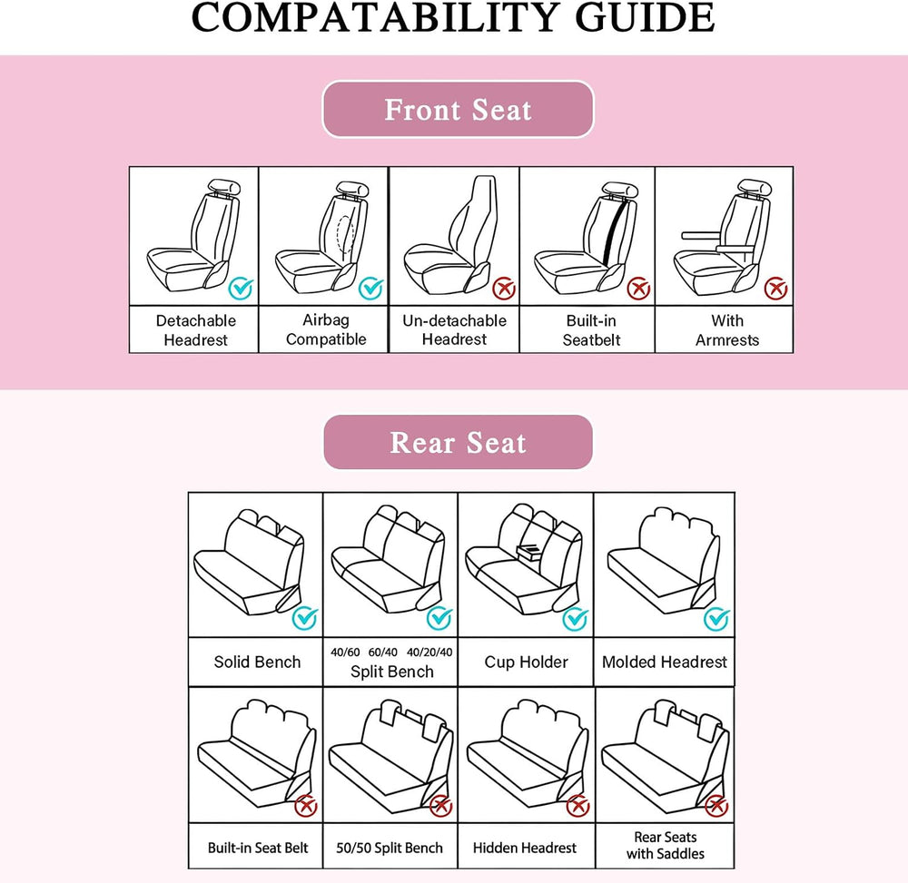 otoez Car Seat Covers Full Set, Nappa Leather Seat Covers for Cars with Lumba...
