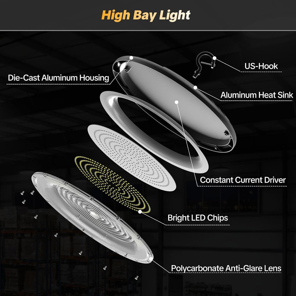 AIKVSXER 10Pack UFO LED High Bay Lights, 400W Shop Lights, 60000LM, 6000K
