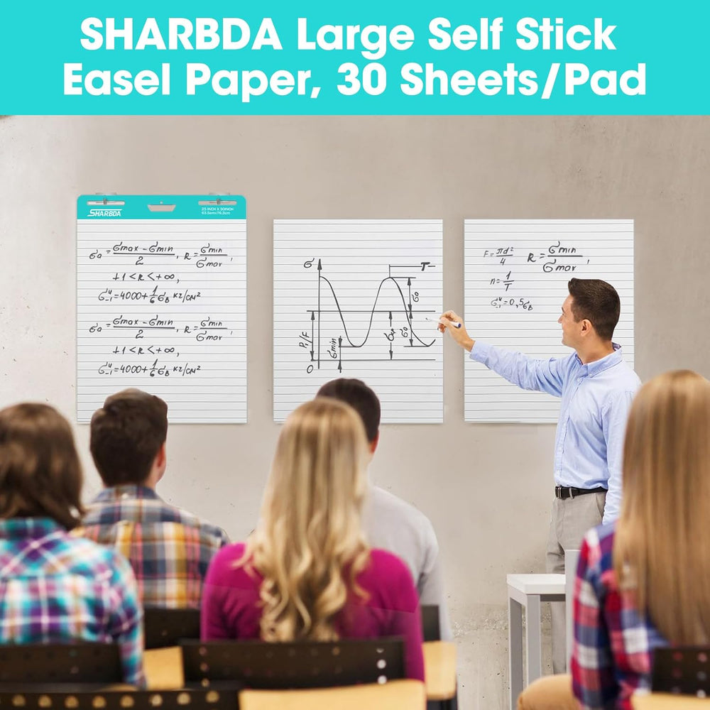 Lined Sticky Easel Pad, 25 * 30 inch,Self-Stick Flip Chart Paper, Super Adhes...