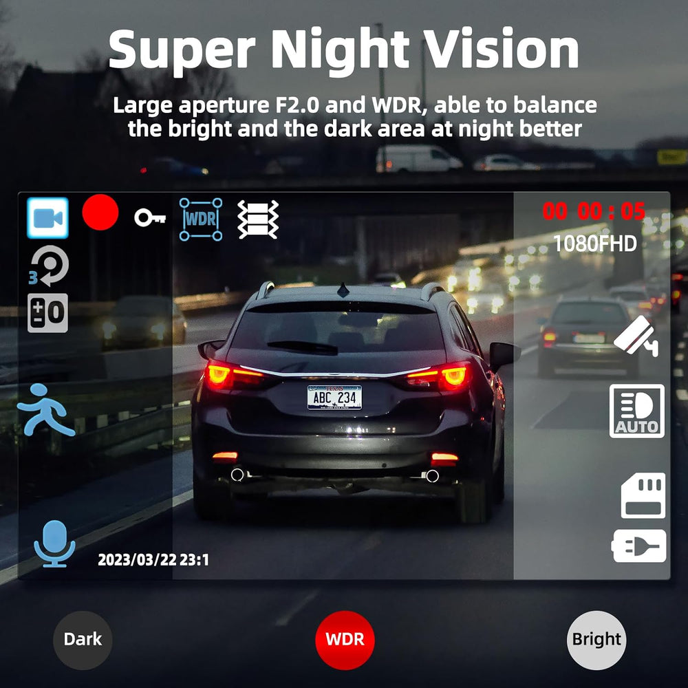 Dual Dash Cam Front and Inside with 64GB Card,1080P Dash Camera for Cars