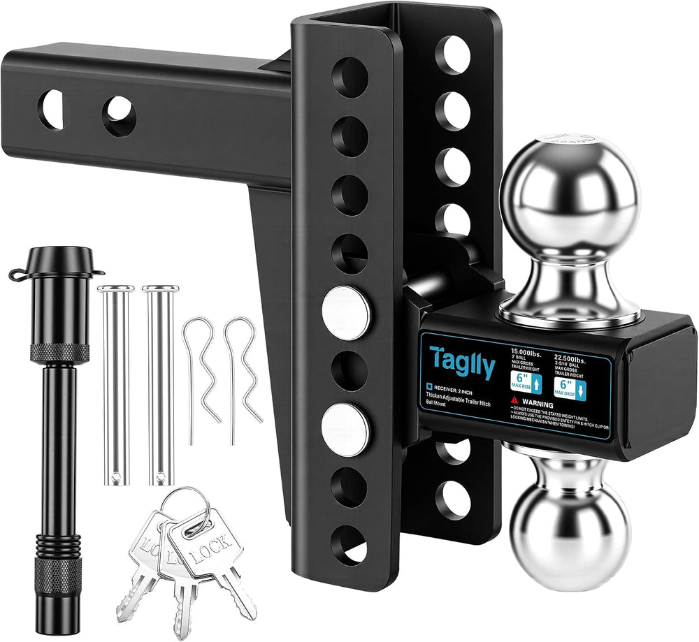 2" Adjustable Trailer Hitch - 22500 LBS, 2" & 2-5/16" Ball...