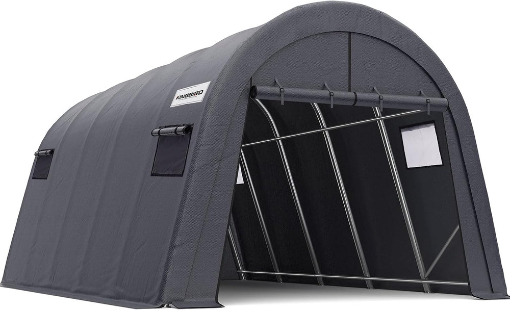 KING BIRD 12' x 20' Carport Heavy Duty with Roll-up Ventilated Windows