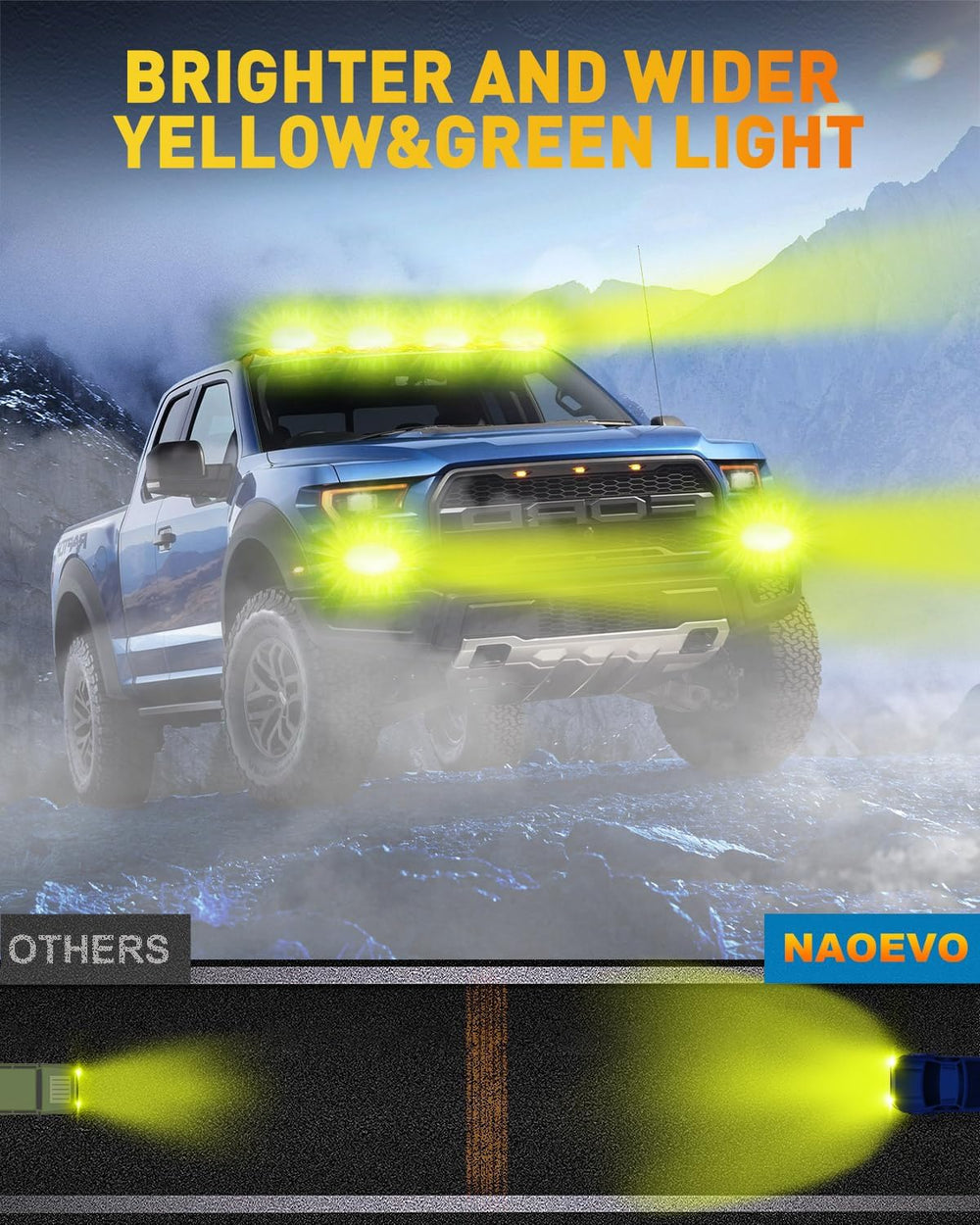 NAOEVO 6 Inch Yellow LED Light Bar, Lens Spot LED Fog Lights, Yellow