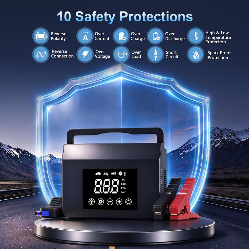 4000A Portable Car Battery Jump Starter with Air Compressor,150PSI Tire Infla...