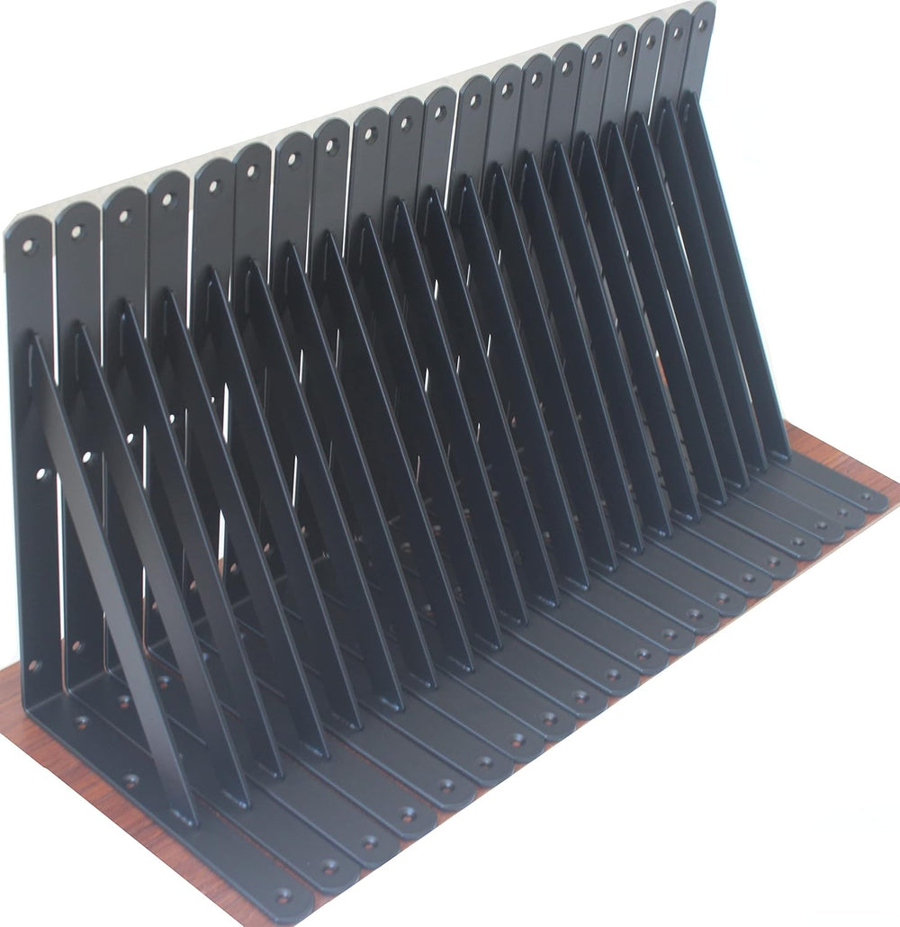 20 Pack L12 x H 8" Black Heavy Duty Shelf Brackets with Screws Metal She...