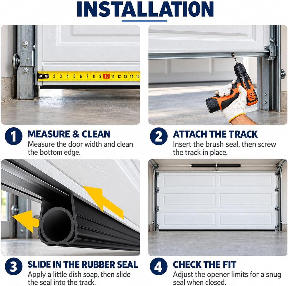 Heavy Duty Garage Door Bottom Seal Kit with Aluminum Track Retainer, 10 ft