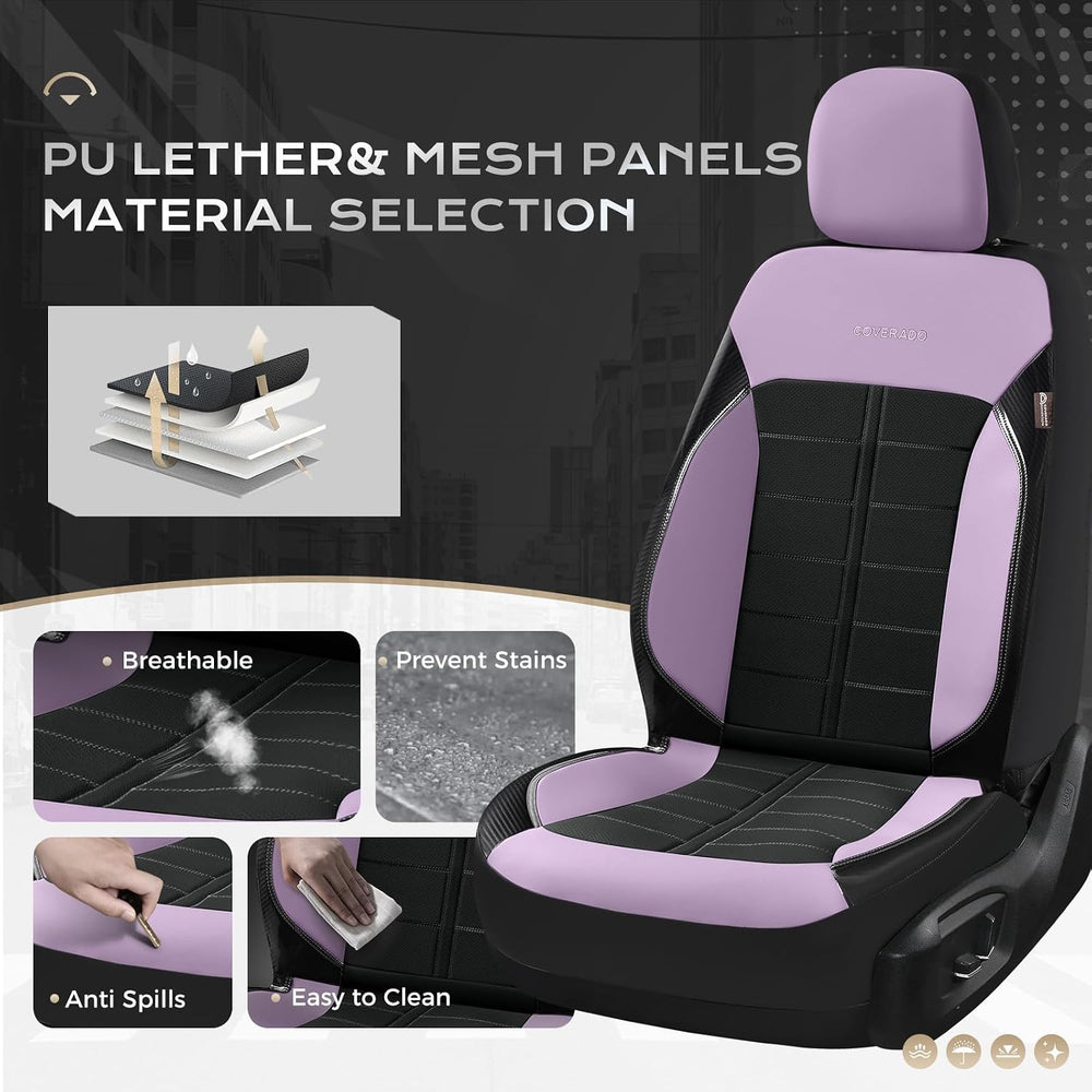 Coverado Car Seat Covers Full Set Leather Full Coverage Waterproof Seat Cover...
