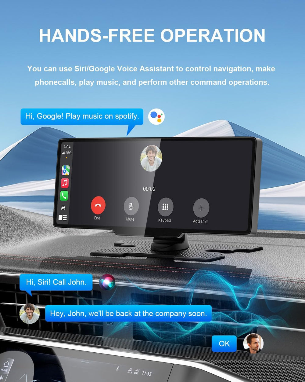 Carplay Screen for Car, 10.26" Wireless Apple CarPlay & Android Auto