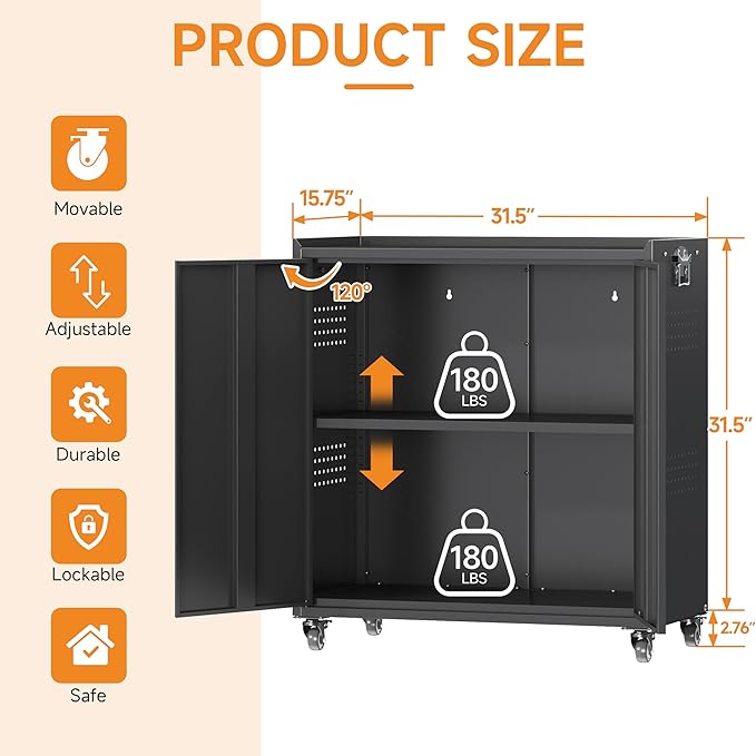 34" Metal Garage Storage Cabinet