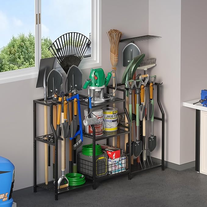 keomaisyto Garden Tool Organizer, Heavy Duty Yard Tool Tower Rack