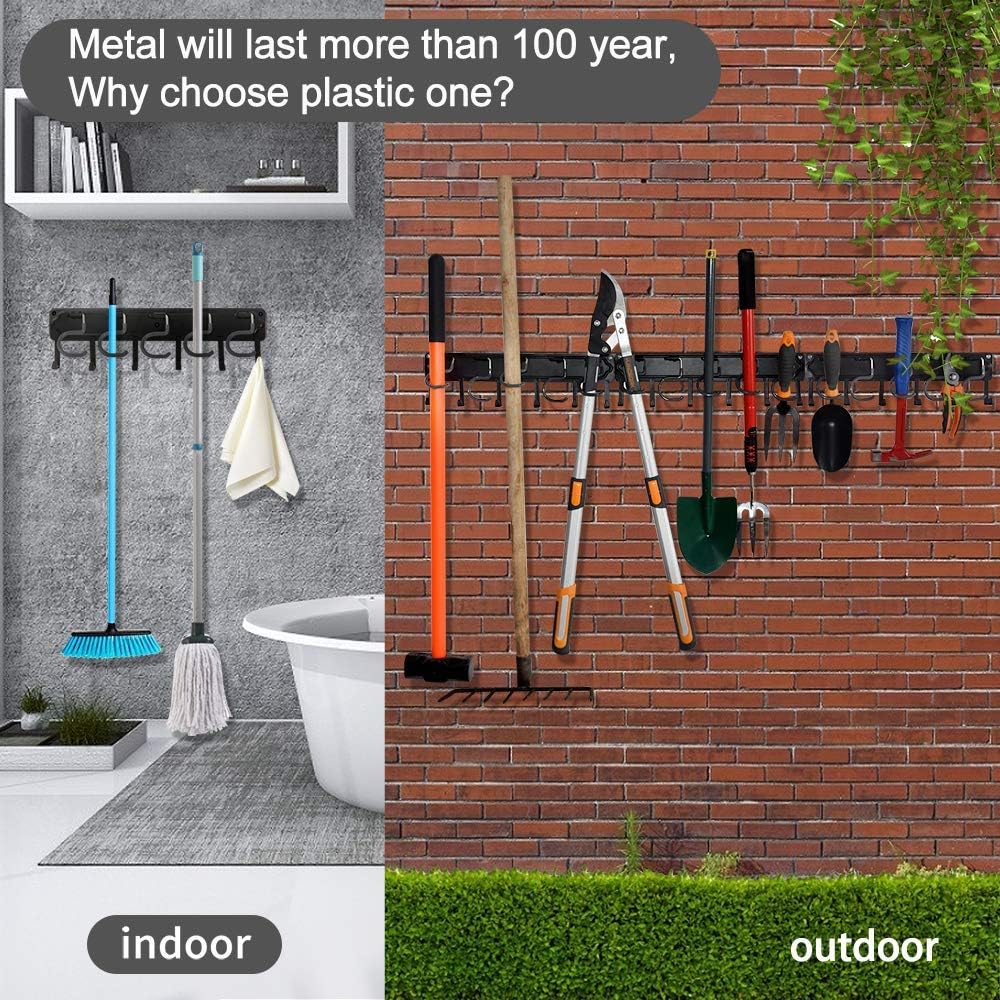 YueTong Garden Tool Organizer Wall Mount, 4 Pack 17-Inch All-Metal Garage Too...