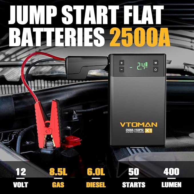 VTOMAN X1 Jump Starter with Air Compressor, Car Battery Jumper Starter with