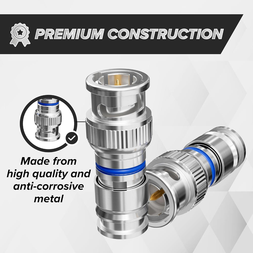 THE CIMPLE CO - BNC Compression Connector for RG6 Coaxial Cable - Male RG6 BN...