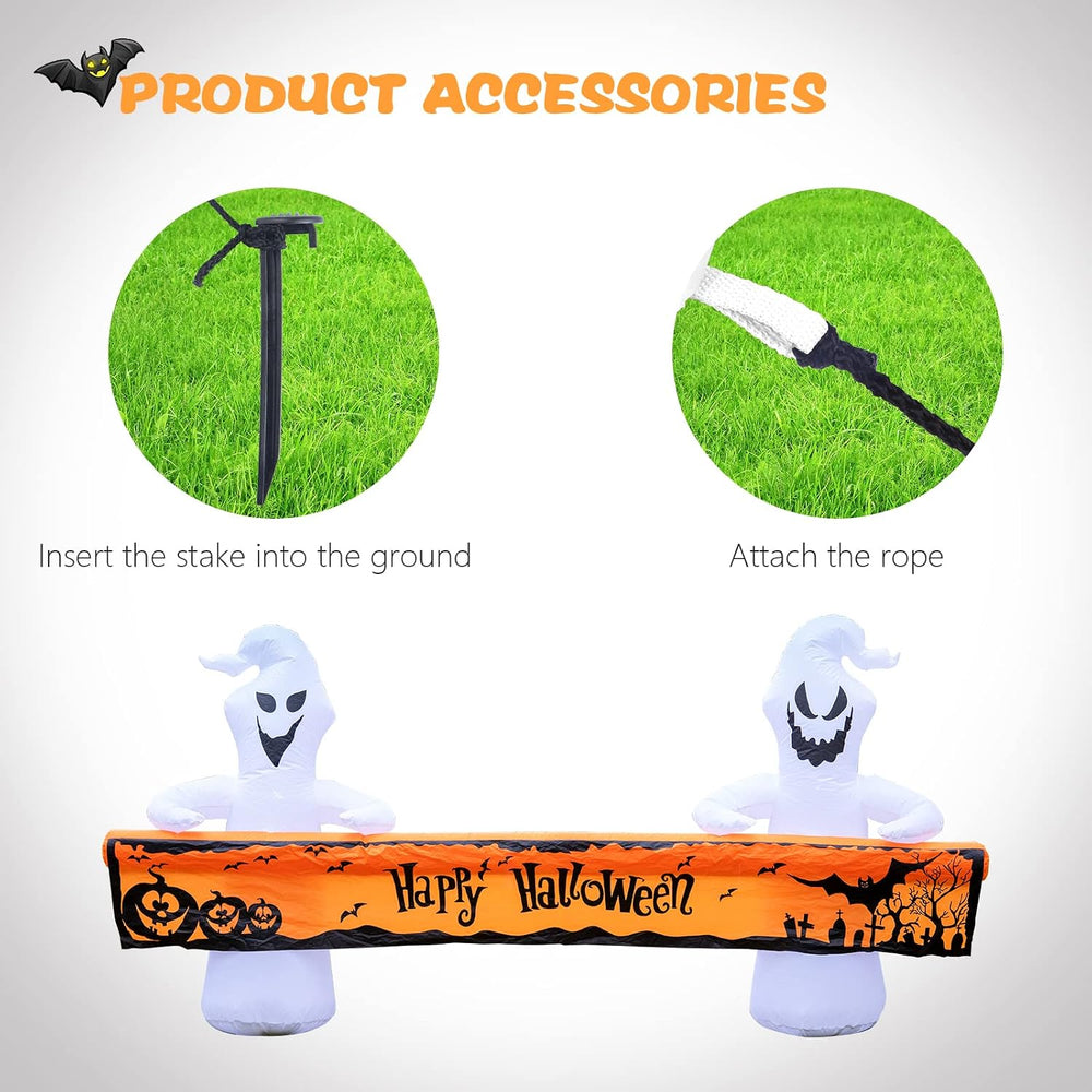 MUMTOP Halloween Outdoor Inflatable Ghost Yard Decor with Happy Halloween