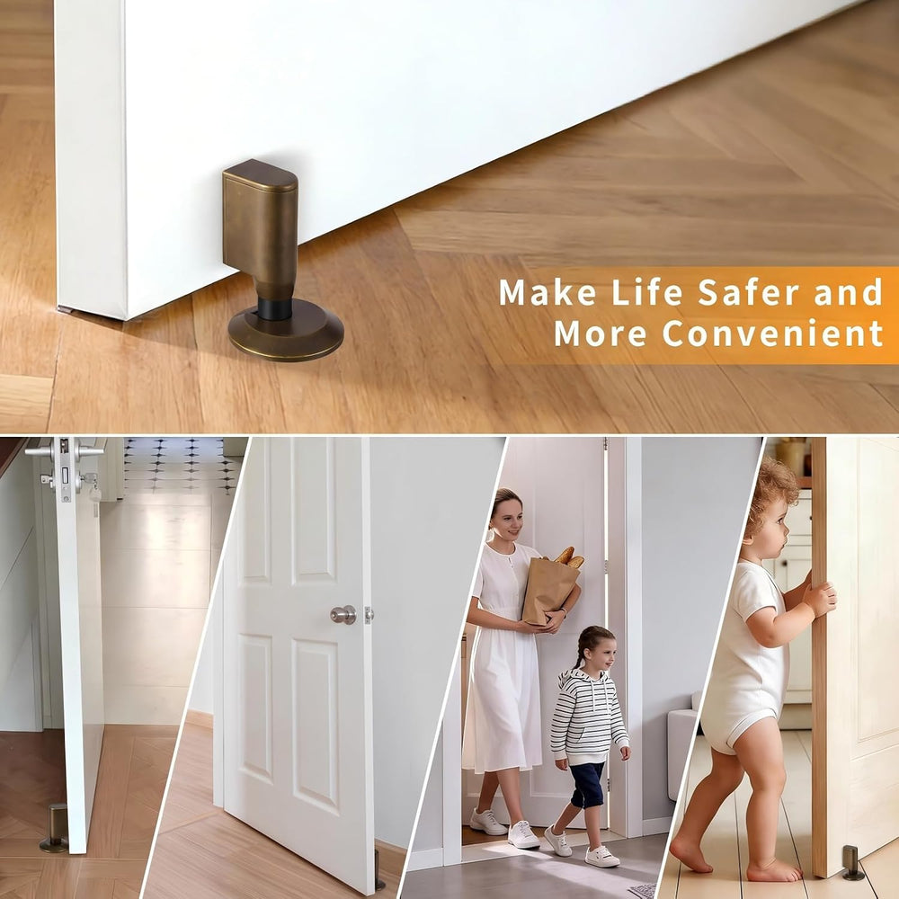 3 Pack Magnetic Door Stopper, Retractable Magnet Floor Door Stop with 0.4 in ...