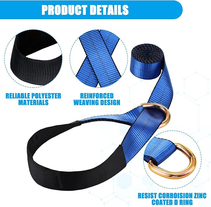 8Pack 2'' X 8ft Tow Truck Straps Lasso Wheel Lift Straps Lasso Tow Strap