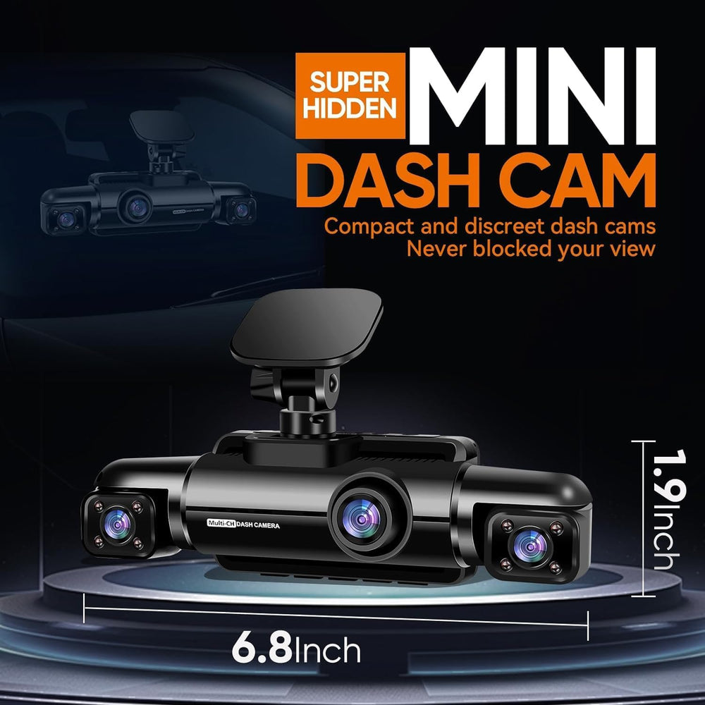 Neideso 360ยฐ Dash Cam Front and Rear Inside, 4 Channel Dash Camera for Car