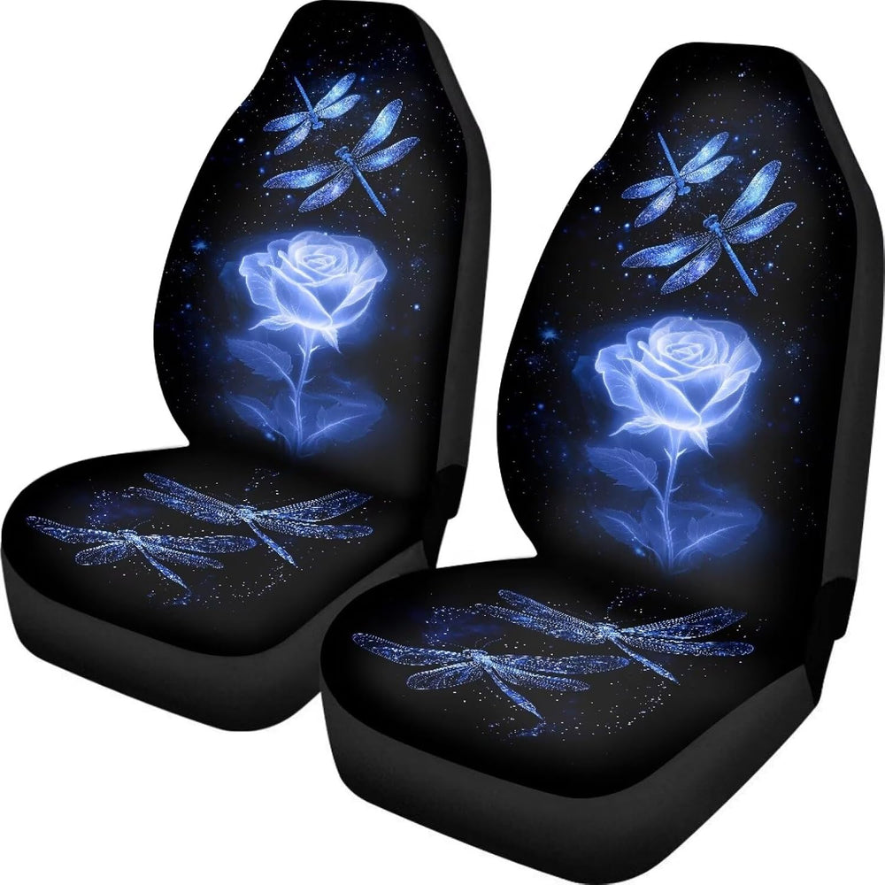 Poceacles Dragonfly Rose Blue Universal Car Seat Covers 2 Pack Automotive Fro...