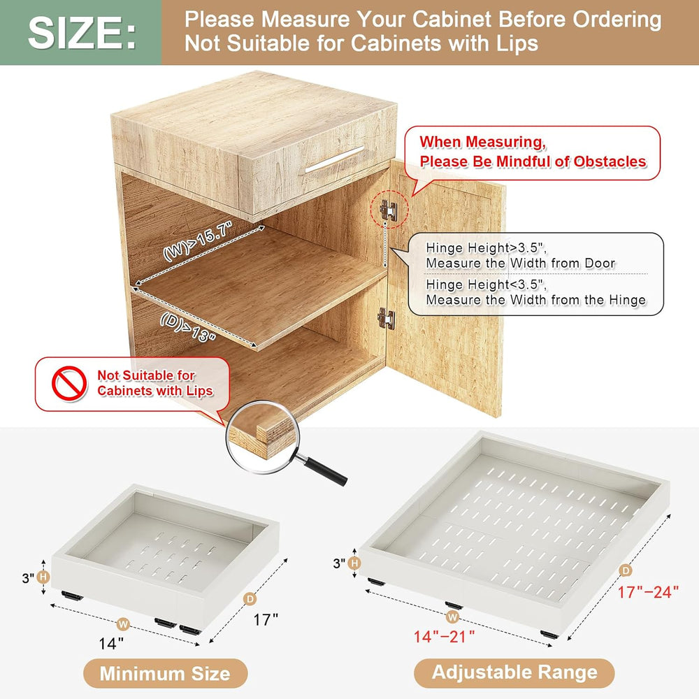 2Pc Pull out Cabinet Organizer,14"-21"W,17"-24"D,Expandable