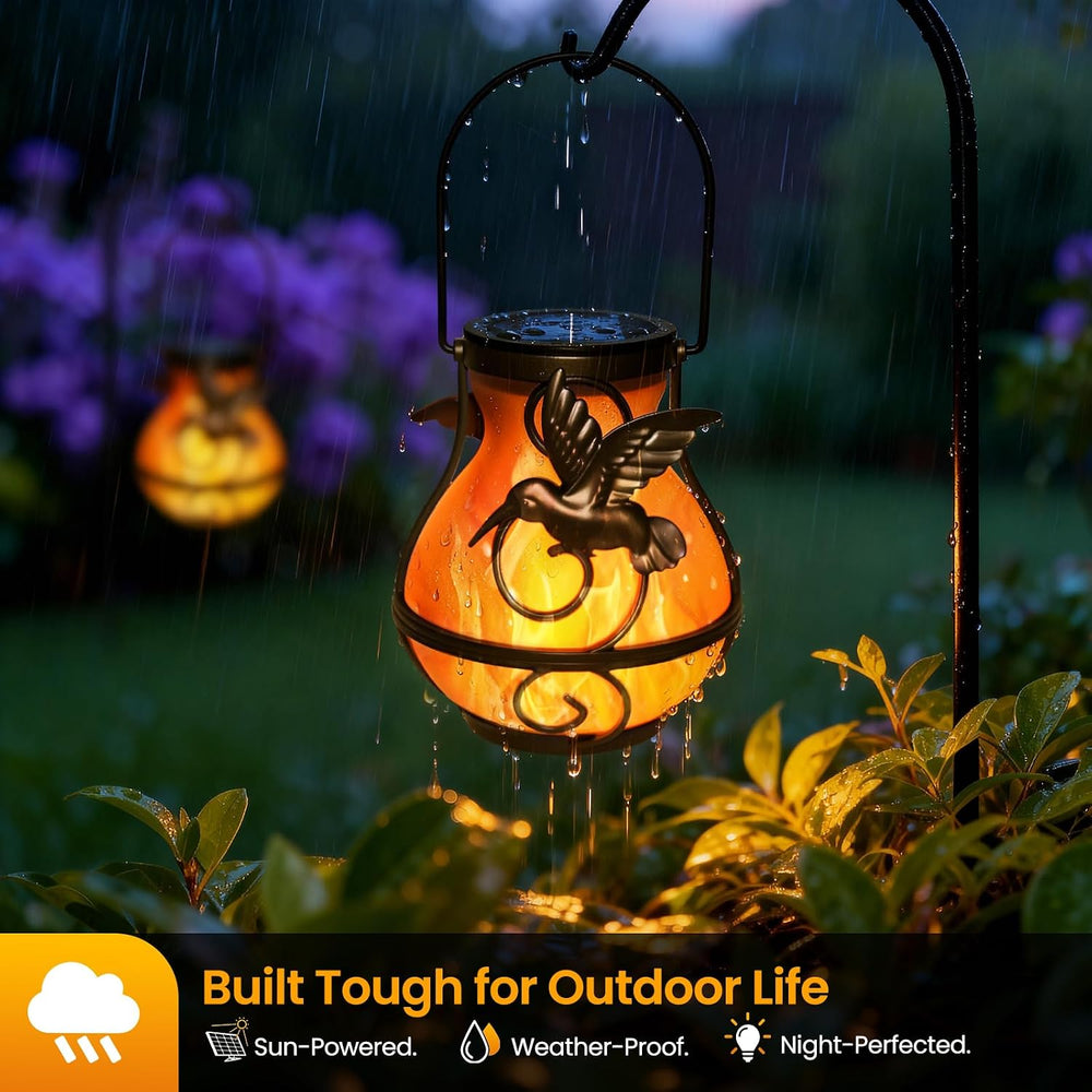 2 Pack Solar Lanterns Outdoor Waterproof, Plastic Flickering Flame Lights wit...