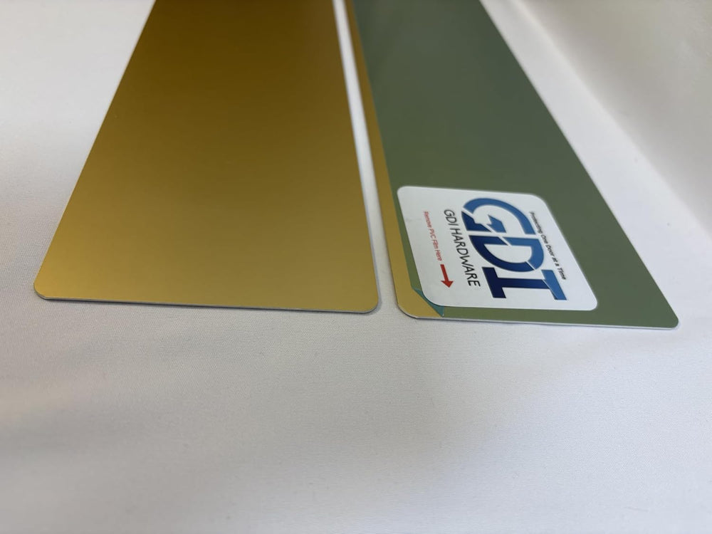 Satin Brass Push Plate/Protection Plate with Rounded Corners, Adhesive Mounte...