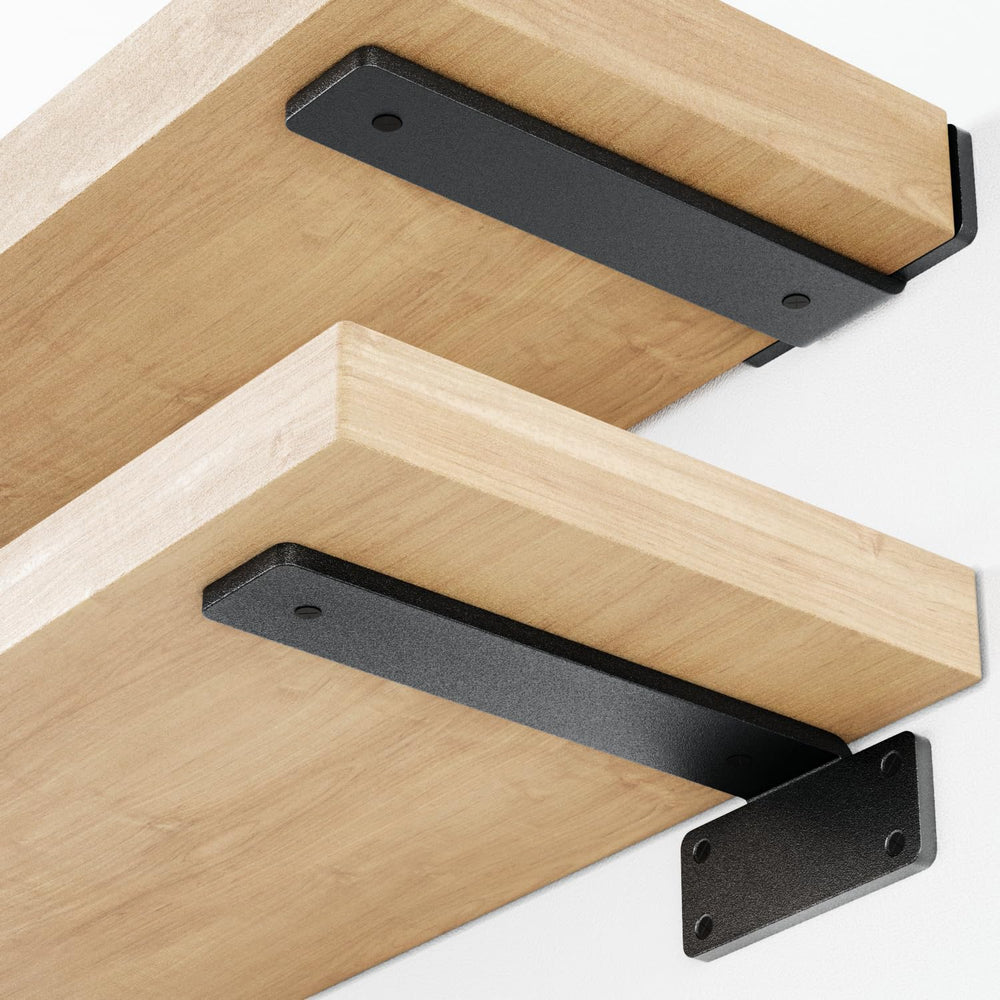 Orbeto 6 Pack Heavy Duty Shelf Brackets (12") Black Metal (6mm Thick), S...