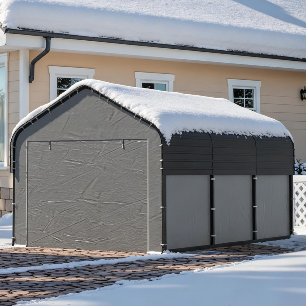 10x16 Heavy Duty Metal Carport, All-Weather Enclosed Car Garage