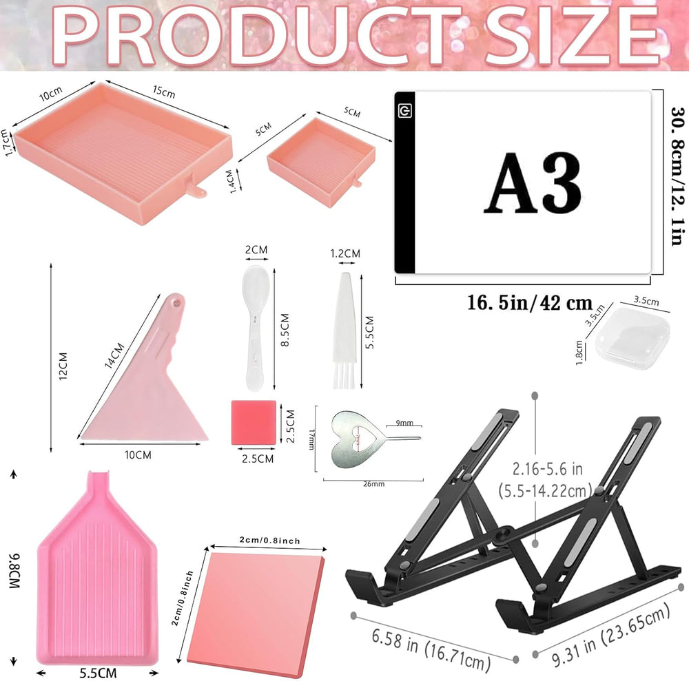 XEUZK All-Inclusive Diamond Art Accessories Kit with A3 DiamondPainting Light...
