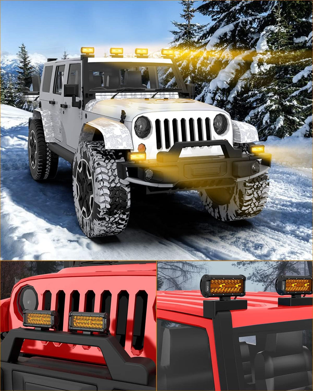 NAOEVO 7 Inch Amber LED Light Bar, 240W 24,000LM LED Fog Lights, Amber