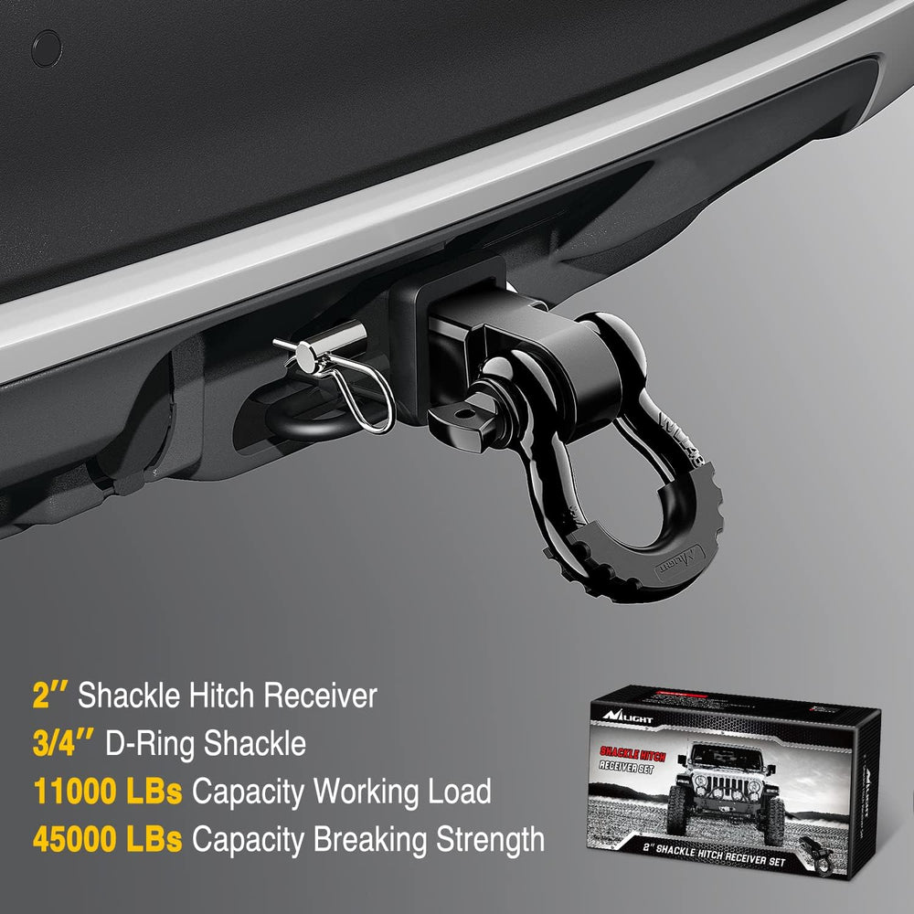 Nilight Shackle Hitch Receiver 2Inch 45000 LBs Breaking Strength 3/4" D ...