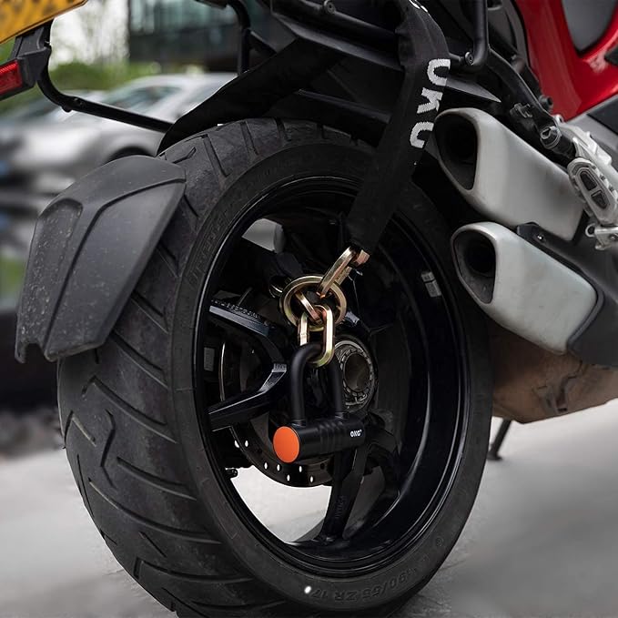 OKG Ultra Security Motorcycle Chain Lock, 4 Keys, 5 ft x 1/2in Thick Motorcycle