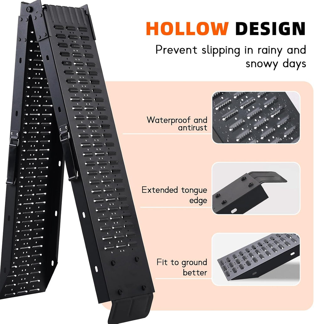 72.5" Heavy Duty Folding Loading Ramps with Sandblasted Finish, 1500lb C...