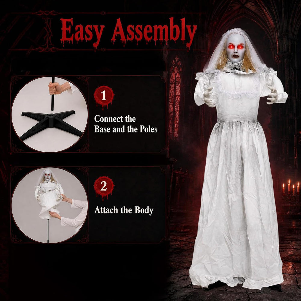 Tangkula 5.7 FT Animated Halloween Ghost Bride Decoration with Swapped Face