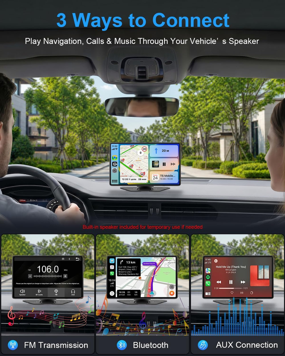 9" CarPlay Screen for Car, Wireless Apple CarPlay & Android Auto
