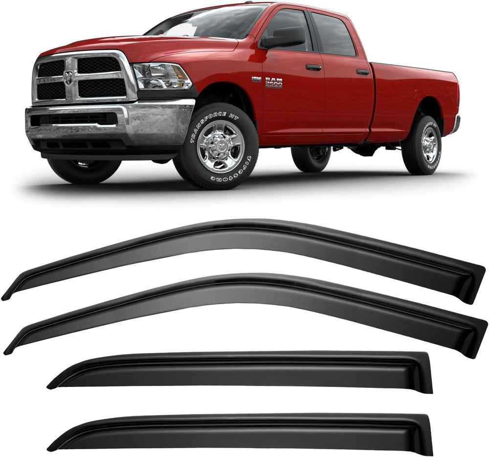 Window Visors Rain Guards for 2009-2018 Ram 1500 Crew/Mega Cab/Full-Size Cab