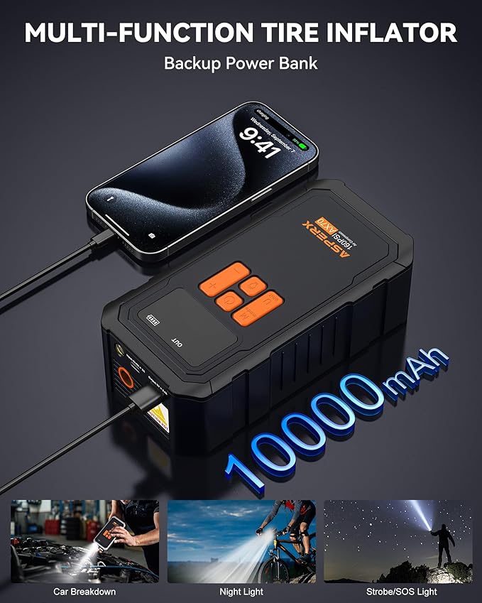 Tire Inflator Portable Air Compressor- 160PSI & 10000mAh Portable Air Pump