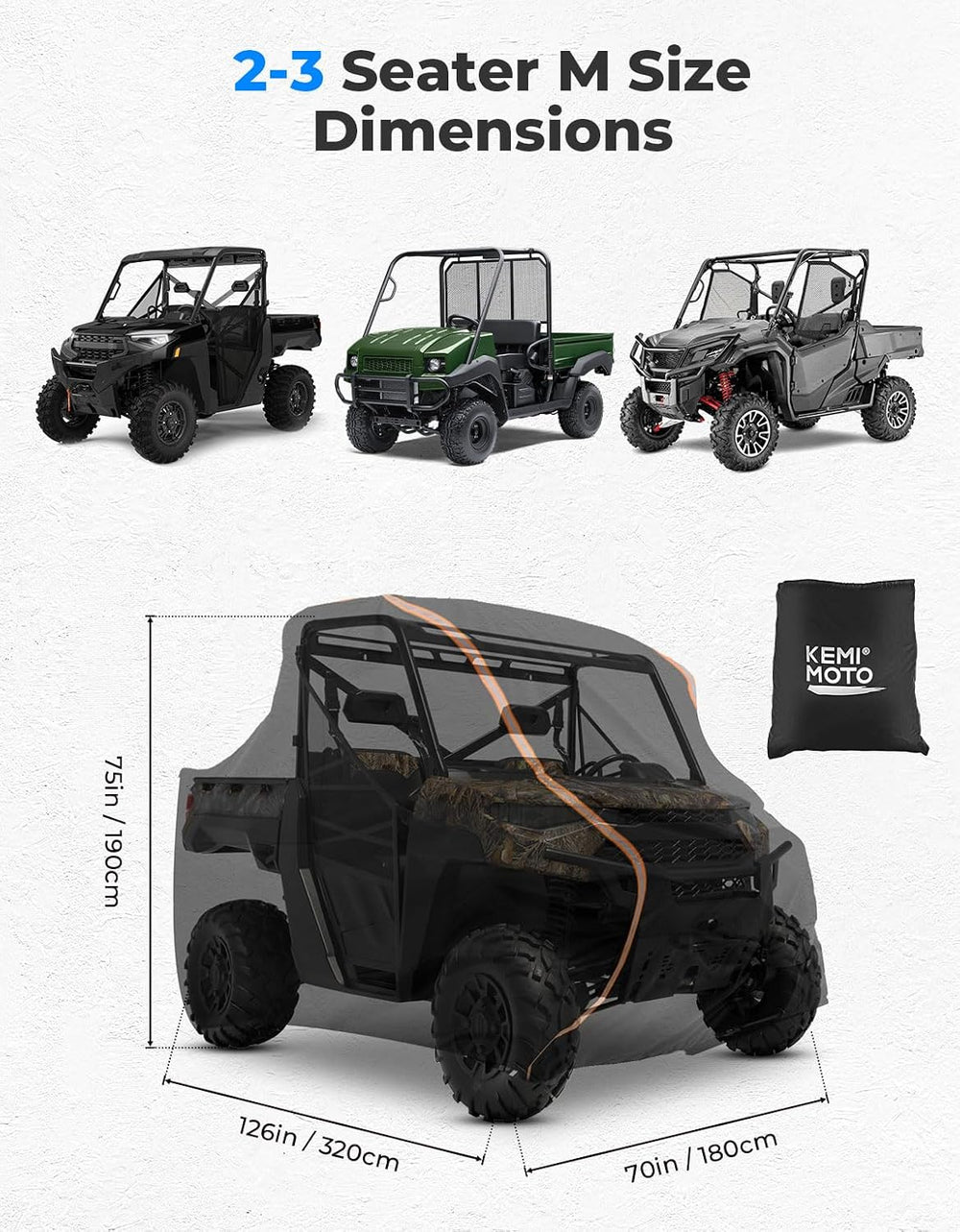 KEMIMOTO UTV Cover 2 Seater All-Weather Protection, Compatible with Polaris R...
