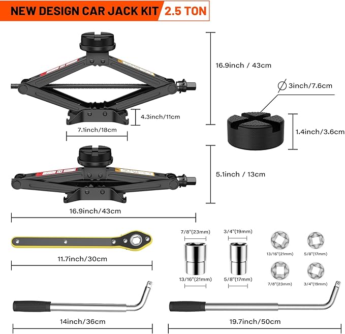 IMAYCC Car Jack 2.5 Ton/5512 lbs Universal Scissor Jack