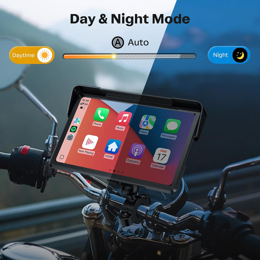 7 Inch Wireless Motorcycle Carplay GPS Navigation System with Apple Carplay a...