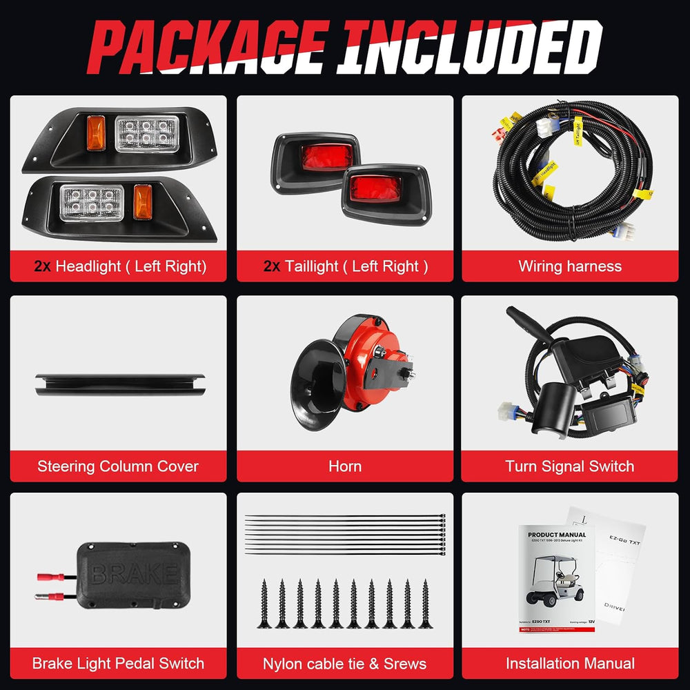 EZGO LED Headlight Tail Light Kit, Golf Cart Headlight Taillight Kit for EZGO...