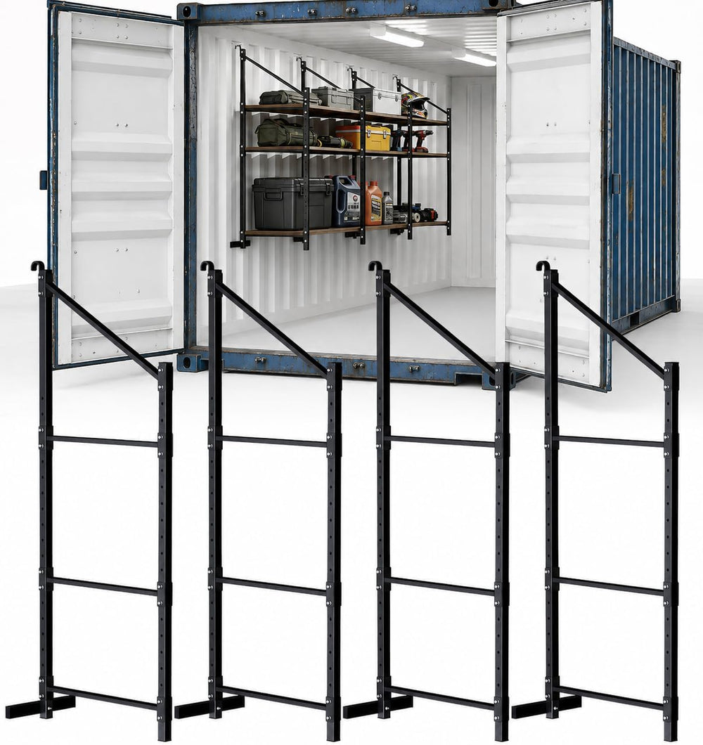 Shipping Container Shelving Brackets, D-Ring Mount, 3-Tier, 4-Pack