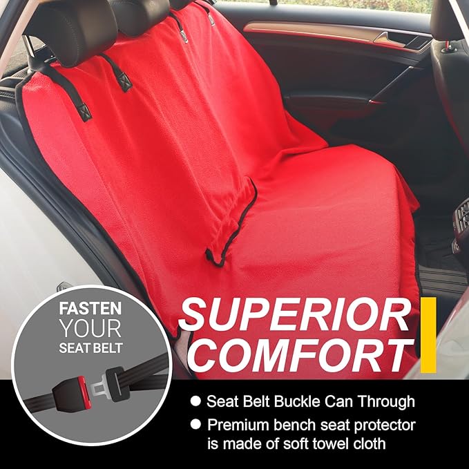 Back Seat Cover for Car Trucks Van SUV, Waterproof Rear Bench Towel Seat Covers
