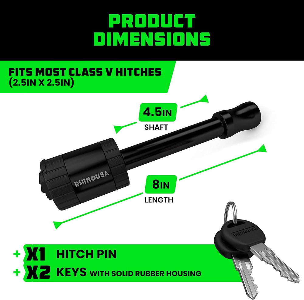 Rhino USA 2.5” Trailer Hitch Pin – Patented 5/8" Locking Receiver Pin fo...